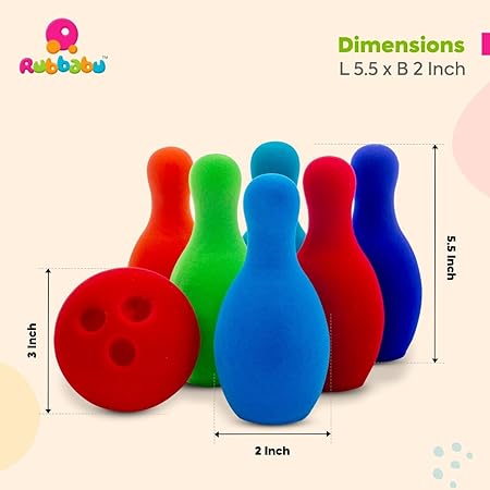 Rubbabu Bowling Set |Six pins with one ball 5.5