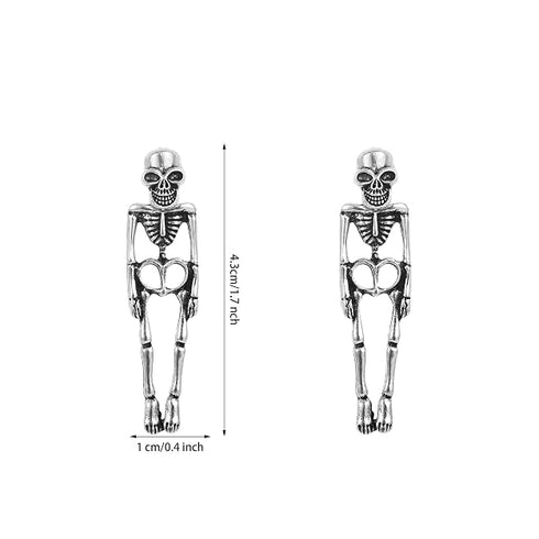 Punk Halloween Earrings for Women Spooky Skull Skeleton Dangle Earrings