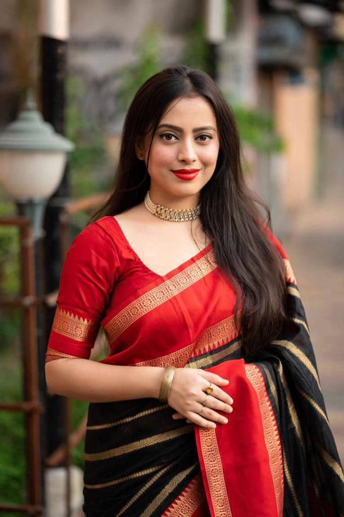 Vasthrlay Kanjivaram Unstitched Material Suitable Az Ys Og Chamkili Parent Black Ethnic Wear