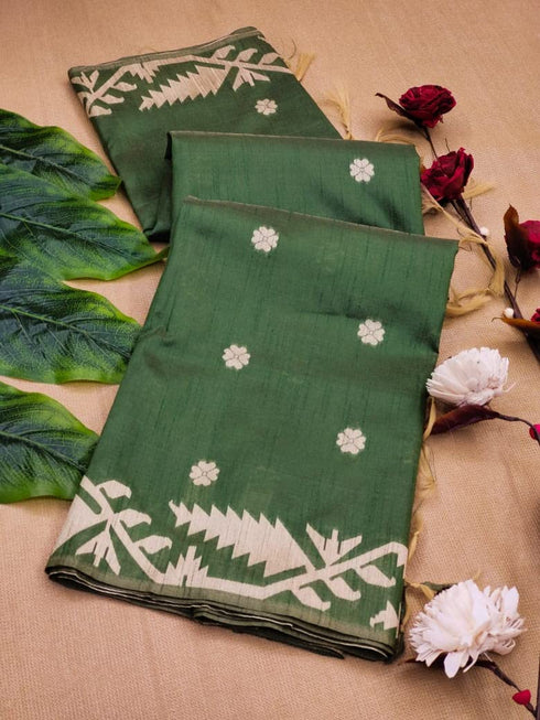 Vasthrlay Tussar Kalamkari Geometric Design Thread