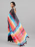 Vasthrlay Multicolor1 Linen Floral | Striped | Check Design Printed Saree With Solid Unstitched Linen Blouse Piece