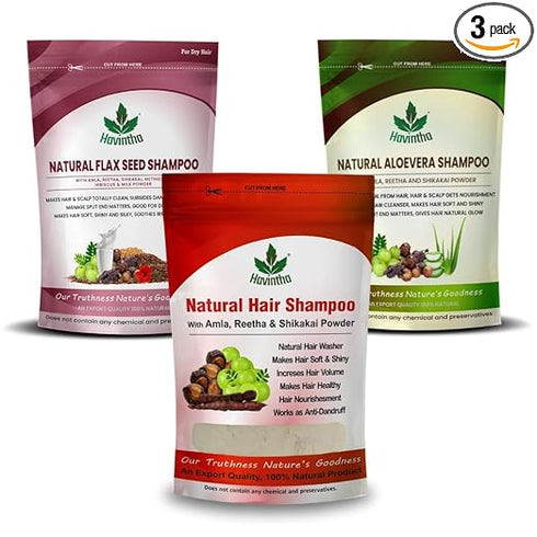 Havintha - Natural Herbal Powder Shampoo for Hair - 3 Types