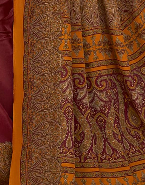 Vasthrlay Womens Printed Unstitched Mauve Saree
