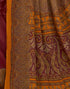 Vasthrlay Womens Printed Maroon And Mustard Yellow Saree With Unstitched Blouse Piece