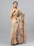 Vasthrlay Gold1 Floral And Solid Design Polyester Saree With Unstitched Blouse Piece