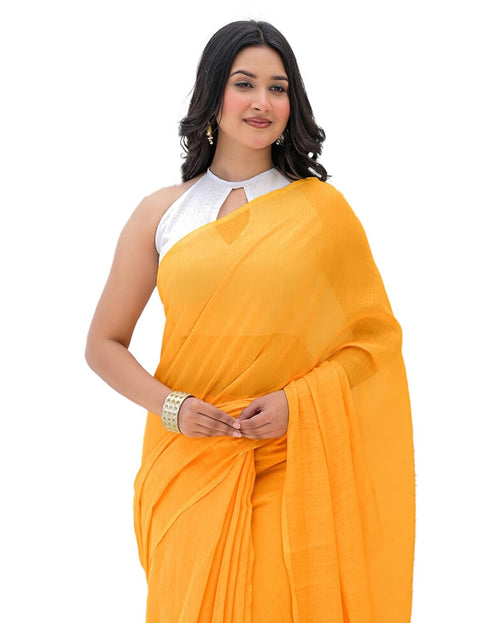 Vasthrlay Womens Printed Unstitched Peach Saree