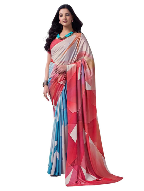 Vasthrlay Abstract Printed Unstitched Multicolor Saree