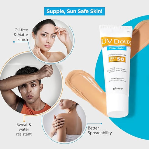 Brinton UV Doux Blue Light Sunscreen Protection Gel SPF 50 PA+++ UVA/ UVB for Men & Women