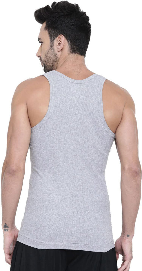 Dixcy Scott Cotton Rib Fabric Multicoloured Scoop Neck Sleeveless Men's Vests - Pack of 5 (#Victor-Derby-85 CM) (Color May Vary)
