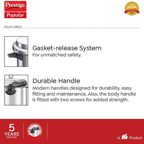 Prestige Popular 5 L 3 L Outer Lid Pressure Cooker