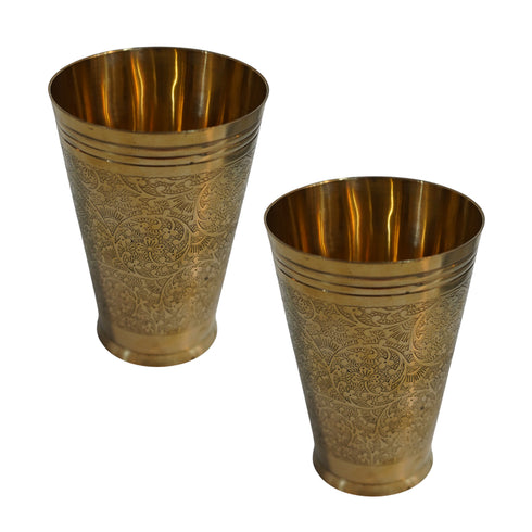 Pure Brass Handcrafted Lassi Glass | Pack of 2