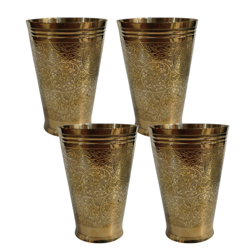 Pure Brass Handcrafted Lassi Glass | Pack of 4