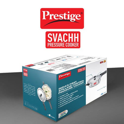 Prestige Svachh Aluminium Anti Bulge Induction Base Senior Deep Pan Pressure Cooker Silver 5 L