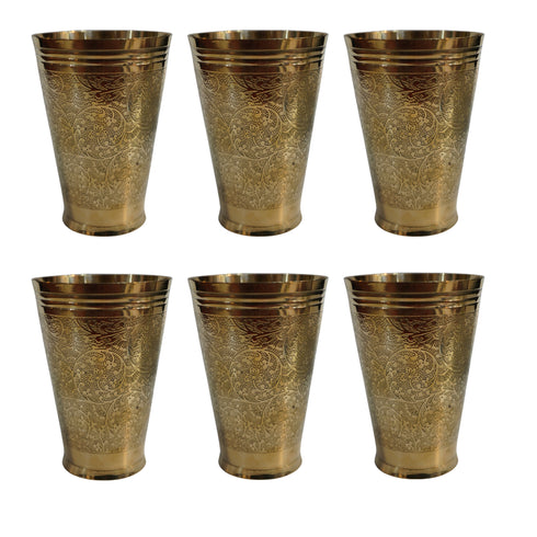 Pure Brass Handcrafted Lassi Glass | Pack of 6