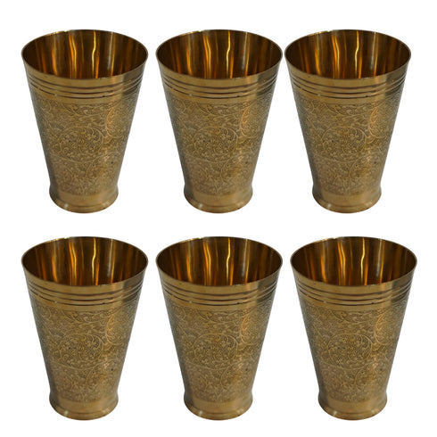 Pure Brass Handcrafted Lassi Glass | Pack of 6