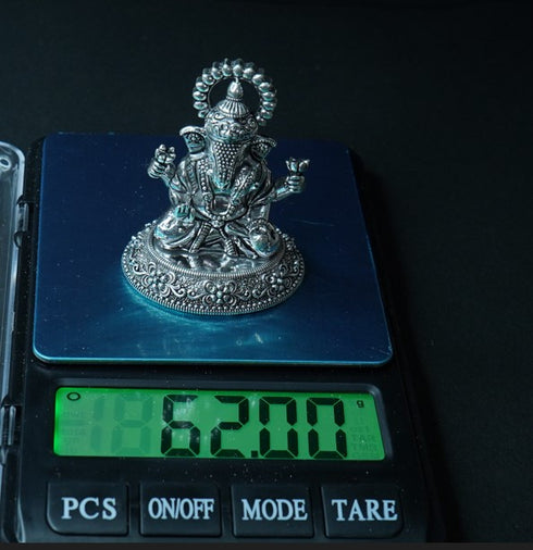 Pure Silver Antique Ganesh Sitting 62g By Mahita Collections