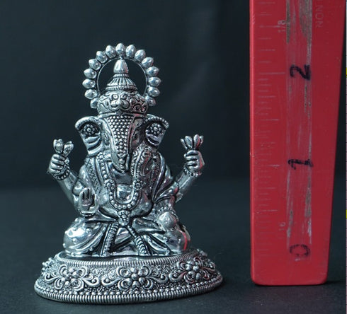 Pure Silver Antique Ganesh Sitting 62g By Mahita Collections