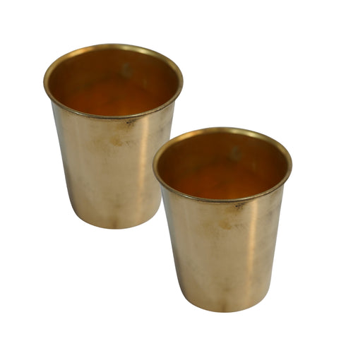 Pure Brass Plain Water Drinking Glass | Pack of 6