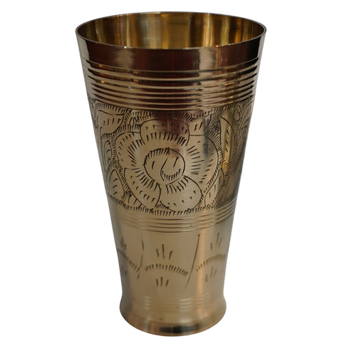 Pure Brass Flora Design Lassi Glass | Pack of 1