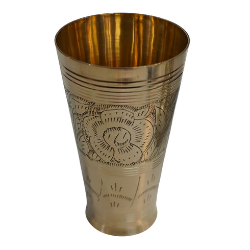 Pure Brass Flora Design Lassi Glass | Pack of 1