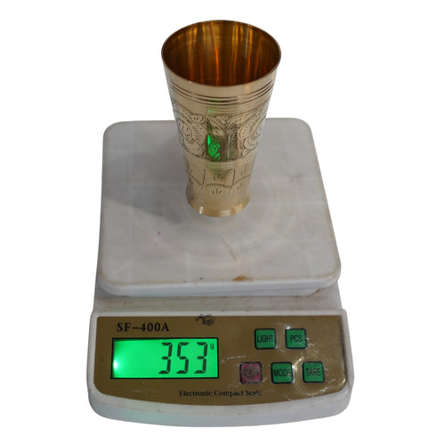Pure Brass Flora Design Lassi Glass | Pack of 4