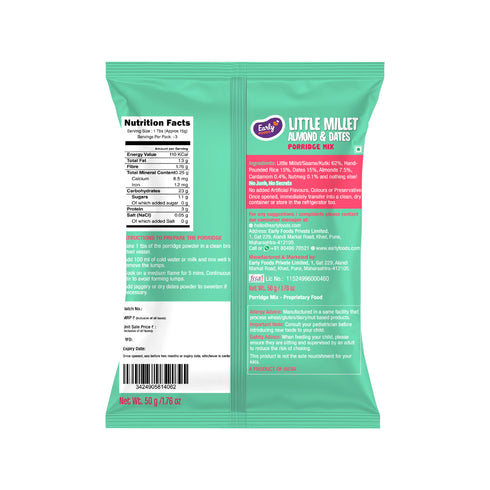 Early Foods Trial Pack Little Millet Almond and Dates Porridge Mix