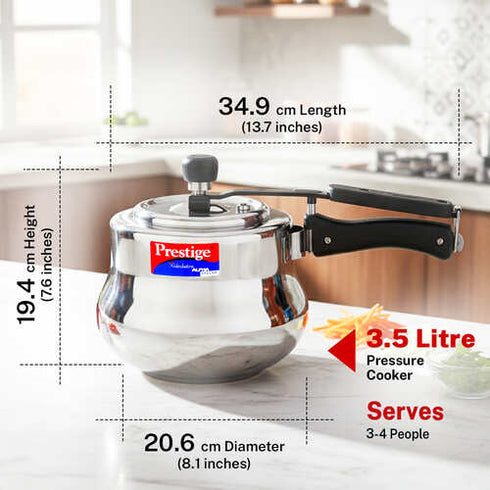 Prestige 3.5 Litre Stainless Steel Nakshatra Alpha Svachh Inner Lid Pressure Cooker 3.5 L