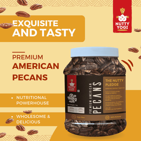 Nutty Yogi Pecans 1kg jar All Natural No Preservatives No Additives
