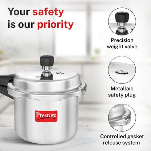 Prestige Popular Virgin Aluminium Precision Weight Valve Pressure Cooker 3 L Silver