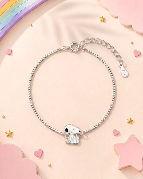Meera Jaipur Classic Snoopy Silver Bracelet