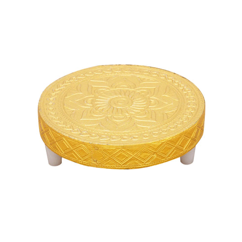 Giri 2 Pcs Wooden Manai Palagai Round Chowki For Pooja