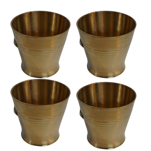 Pure Brass Small Pooja/Bhog Glass | Pack of 4