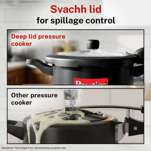 Prestige Svachh Hard Anodised Spillage Control Pressure Cooker 7.5 L Black
