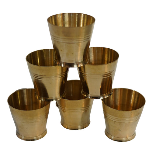 Pure Brass Small Pooja/Bhog Glass | Pack of 6