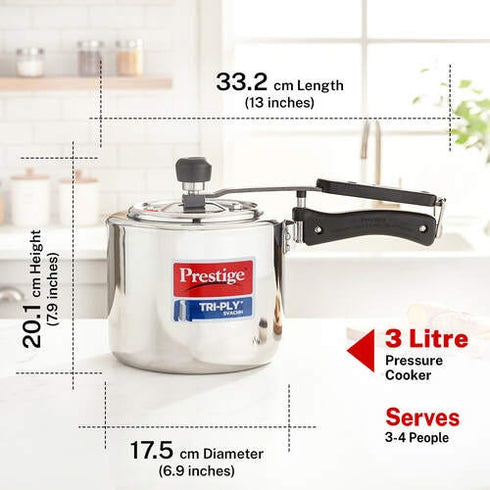 Prestige 3 Litre Triply Svachh Inner Lid Pressure Cooker 3 L