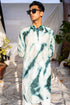 Kzari Rama Green Tie & Dye Batik Kurta with Mirror Checks