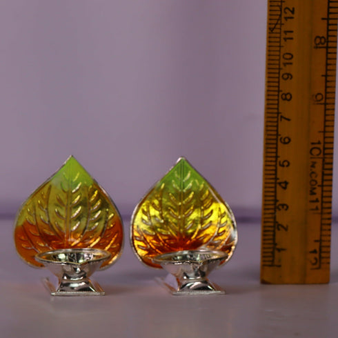 Pure Silver Gold Betel Leaf Pattern Diya 20.74g