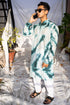 Kzari Rama Green Tie & Dye Batik Kurta with Mirror Checks