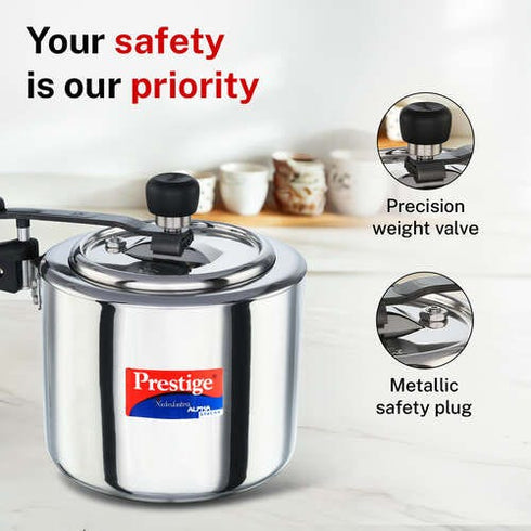 Prestige Nakshatra Alpha Svachh Stainless Steel Spillage Control Pressure Cooker 3 L Silver