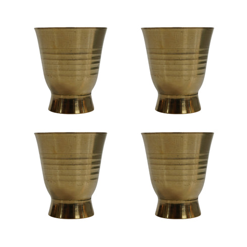 Pure Brass Small Pooja/Bhog Glass | Pack of 4