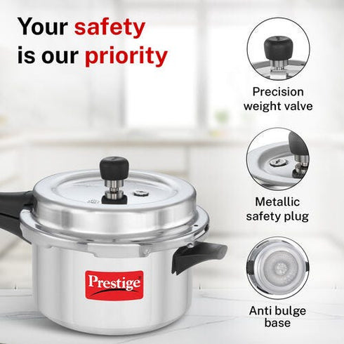 Prestige Popular Plus Svachh Virgin Aluminium Spillage Control Pressure Cooker 4 L Silver