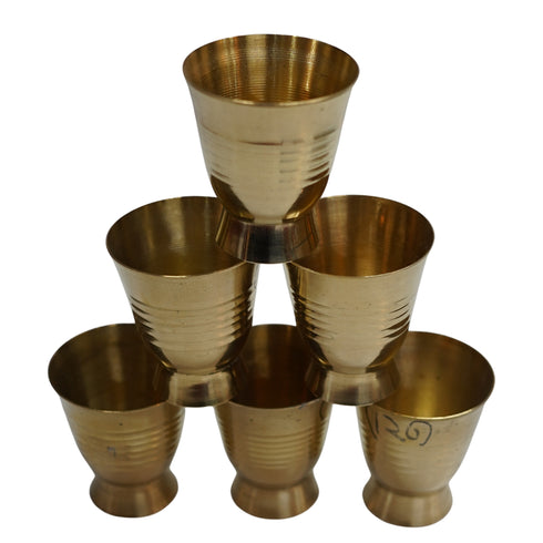 Pure Brass Small Pooja/Bhog Glass | Pack of 6