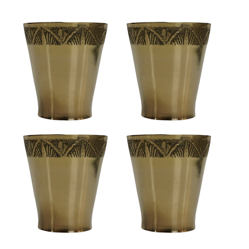 Pure Brass Small Pooja/Bhog Glass | Pack of 4