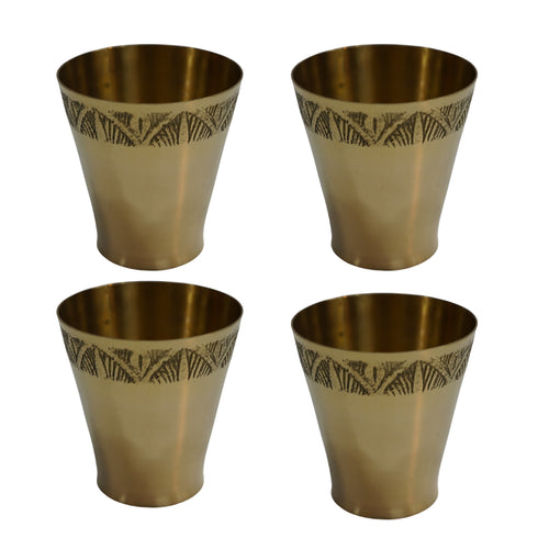 Pure Brass Small Pooja/Bhog Glass | Pack of 4