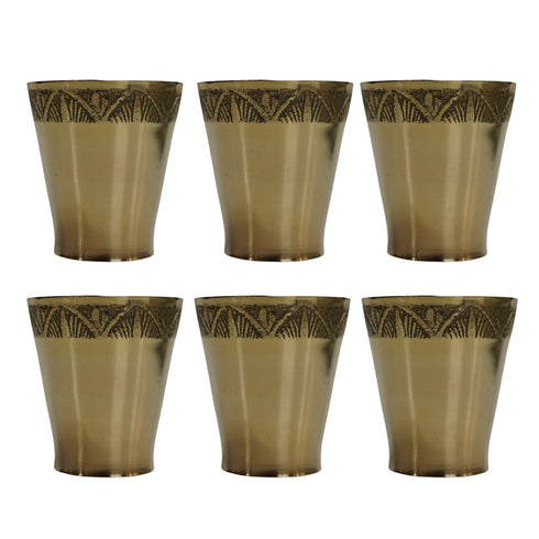 Pure Brass Small Pooja/Bhog Glass | Pack of 6