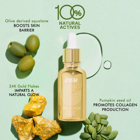 Nykaa Naturals Skin Potion 24K Gold Collagen Boosting Face Oil Serum