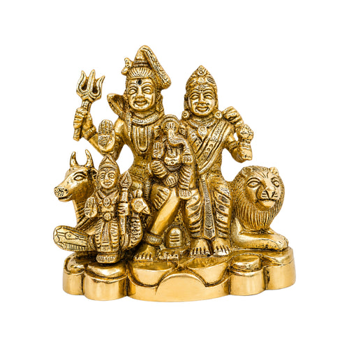 Brass Shiv Parivar Family Blessing Statue 1578g