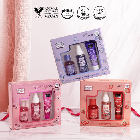 Bryan & Candy Strawberry Bath Kit Gift Set Pack of 3