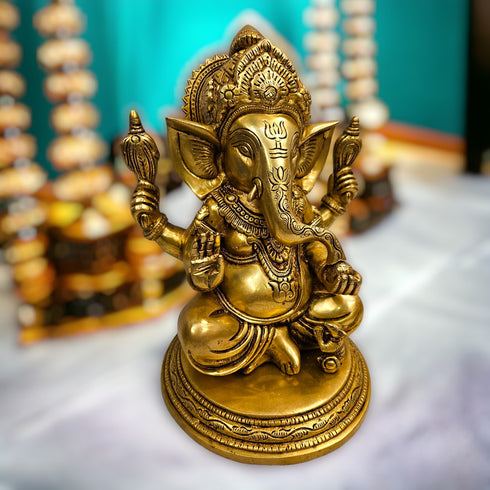 Tamas Brass Ganesha Statue/Idol(Golden)