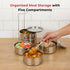 Vinod Stainless Steel Deluxe Hot Tiffin with 5 Compartments Insulated Rust Free Leak Proof Strong and Tough Dishwasher Safe